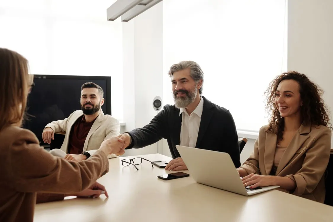 Business meeting at the start of a new client engagement